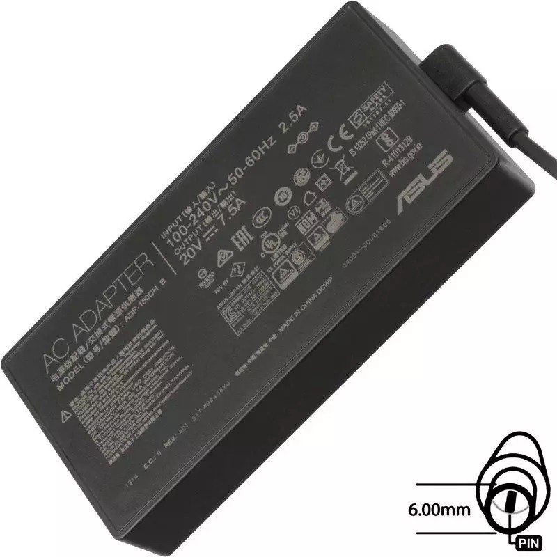 Alimentatore ASUS 150W A18-150P1A o ADP-150CH B, 20V 7.5A, 6mm con Pin centrale