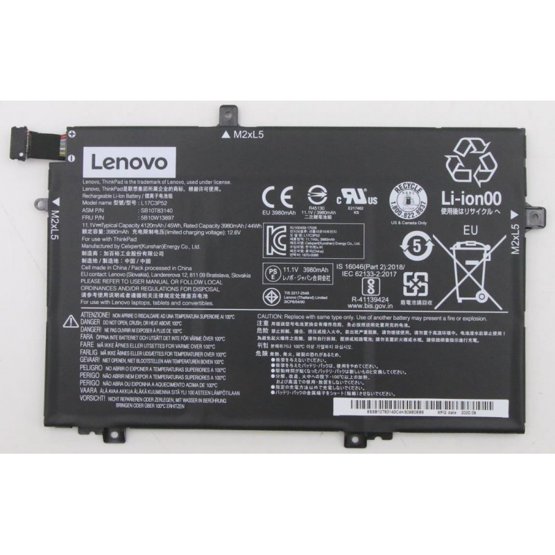 Batteria Lenovo ThinkPad L480 L490 L580 L590 L14 Gen 2, L15 Gen 2, L17C3P52 L17L3P52 L17M3P53 L17M3P54, Originale